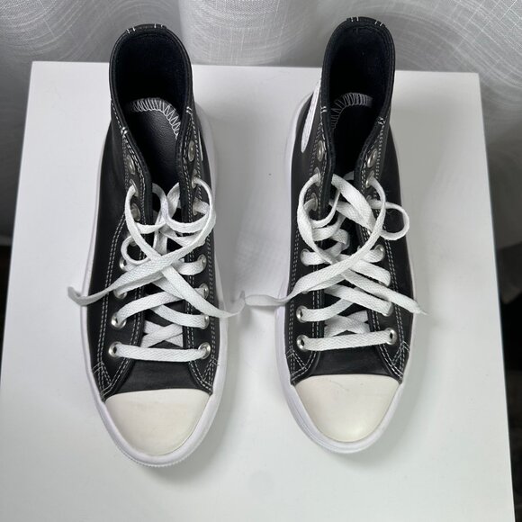 Converse Chuck Taylor All Star Move Leather Platform High-Top Sneakers Black 8 - Picture 5 of 15